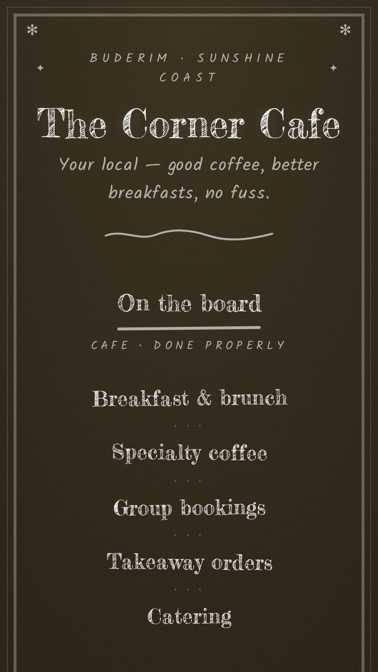 Cafe concept site on a phone