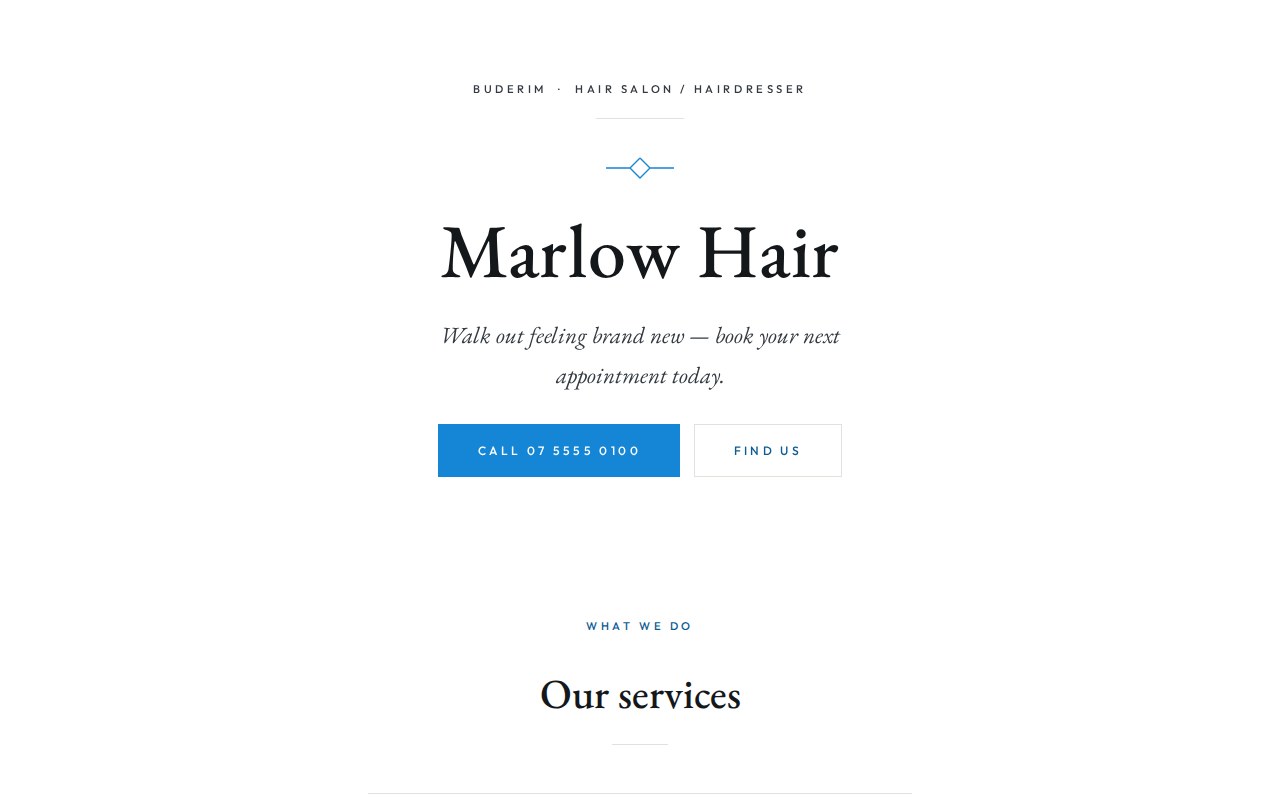 Hair salon concept website